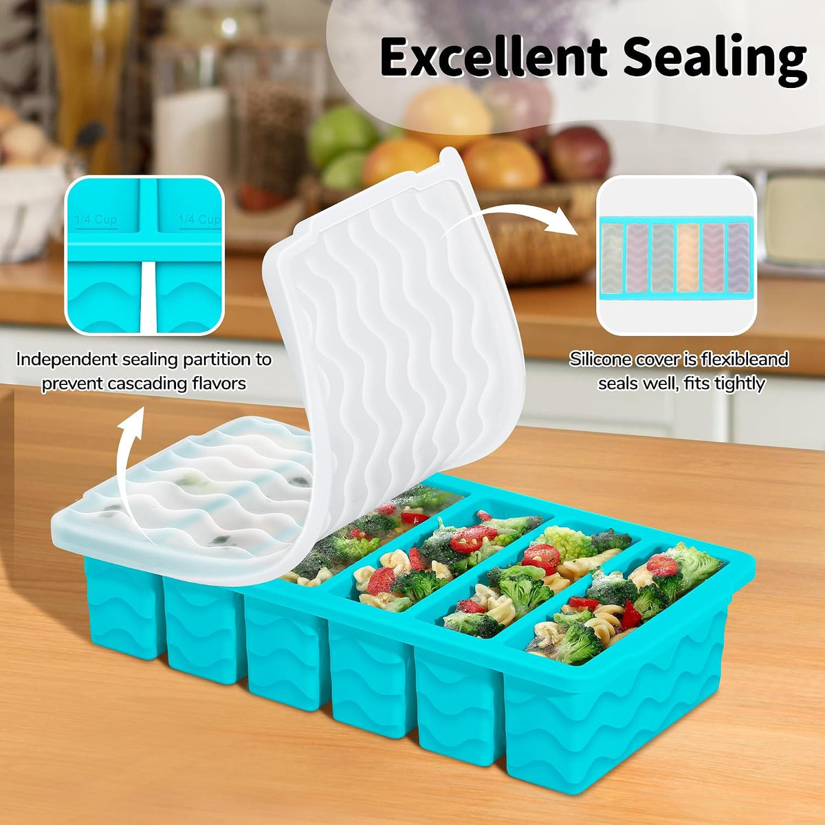 3-Pack Silicone Freezer Trays with Lid, Soup Freezer Container Molds