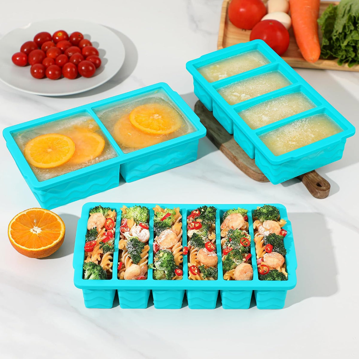 3-Pack Silicone Freezer Trays with Lid, Soup Freezer Container Molds