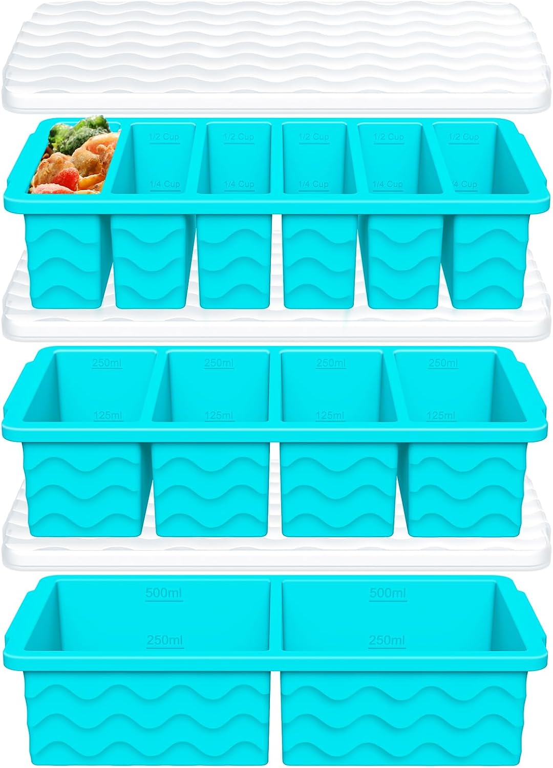 3-Pack Silicone Freezer Trays with Lid, Soup Freezer Container Molds