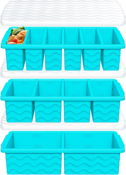 3-Pack Silicone Freezer Trays with Lid, Soup Freezer Container Molds