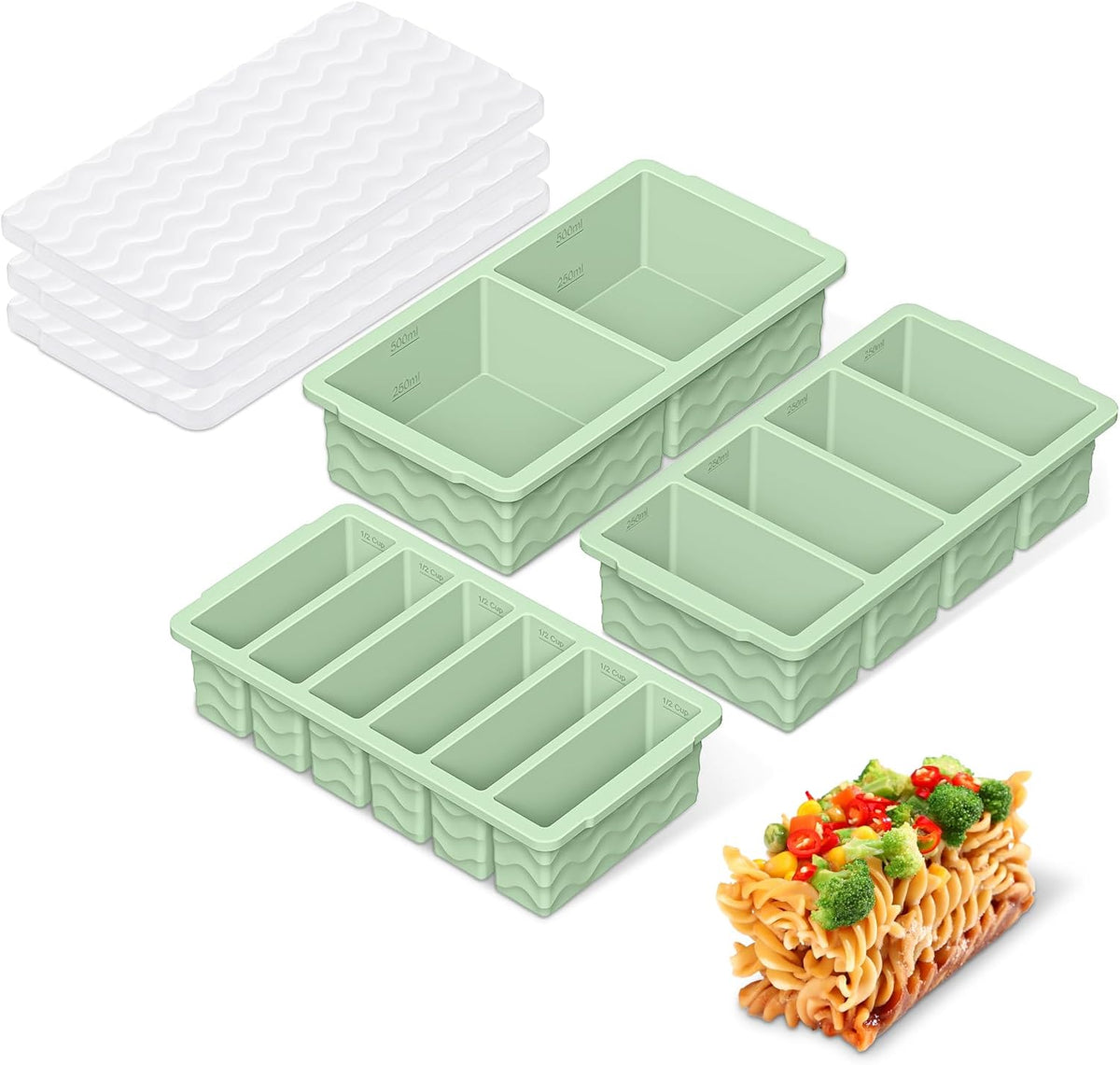 3-Pack Silicone Freezer Trays with Lid, Soup Freezer Container Molds
