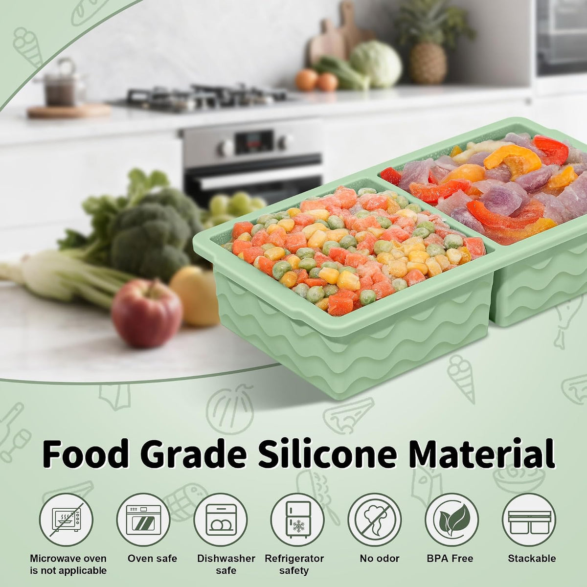3-Pack Silicone Freezer Trays with Lid, Soup Freezer Container Molds
