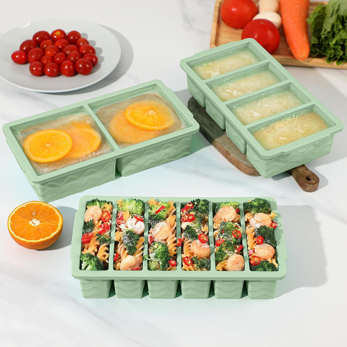 3-Pack Silicone Freezer Trays with Lid, Soup Freezer Container Molds