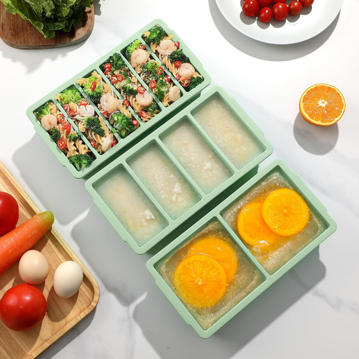 3-Pack Silicone Freezer Trays with Lid, Soup Freezer Container Molds