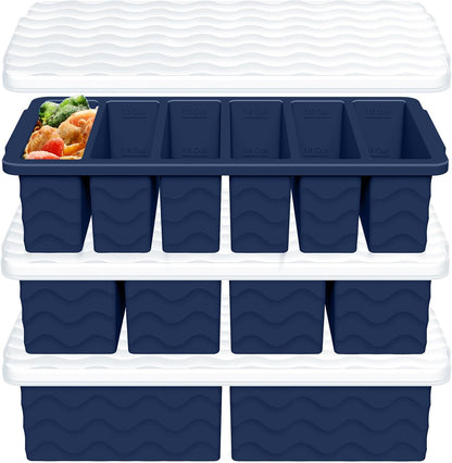 3-Pack Silicone Freezer Trays with Lid, Soup Freezer Container Molds