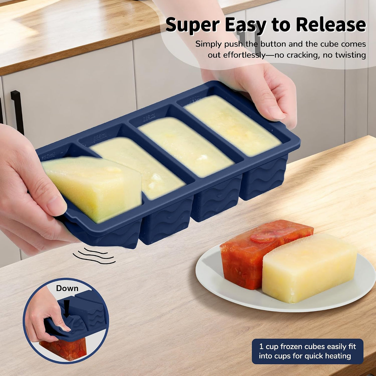 3-Pack Silicone Freezer Trays with Lid, Soup Freezer Container Molds