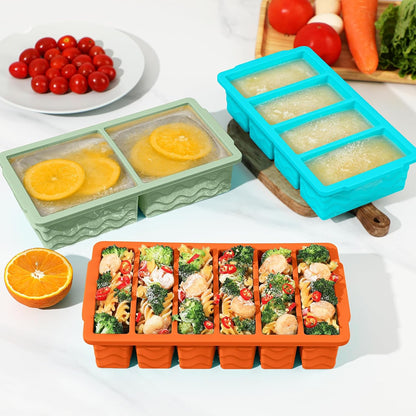 3-Pack Silicone Freezer Trays with Lid, Soup Freezer Container Molds