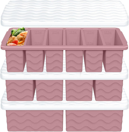 3-Pack Silicone Freezer Trays with Lid, Soup Freezer Container Molds