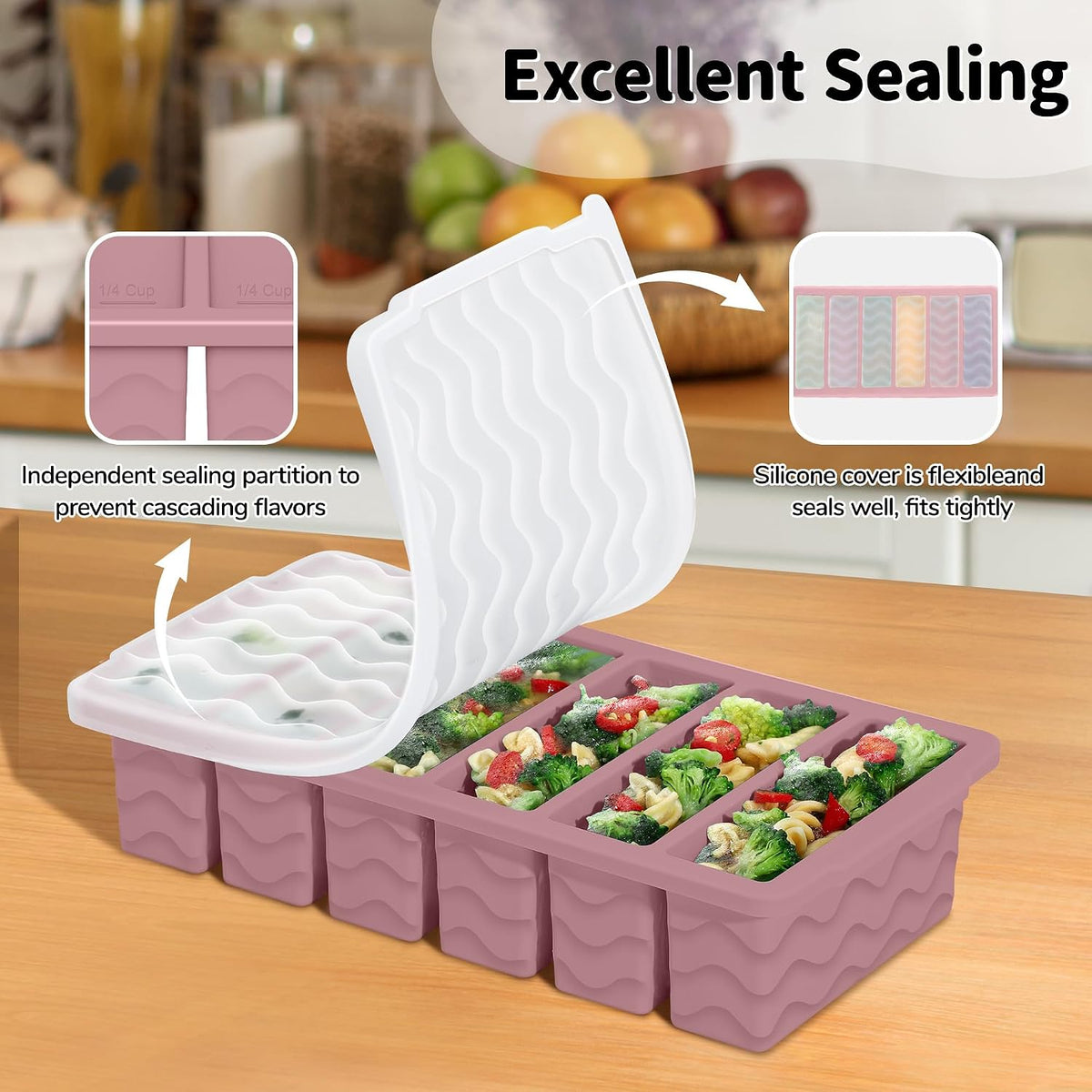 3-Pack Silicone Freezer Trays with Lid, Soup Freezer Container Molds