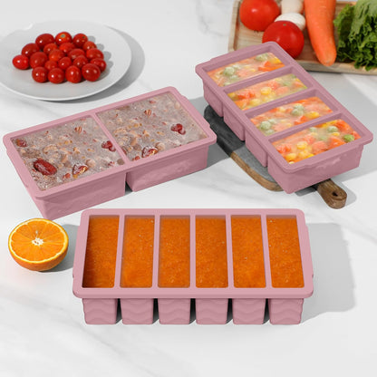3-Pack Silicone Freezer Trays with Lid, Soup Freezer Container Molds