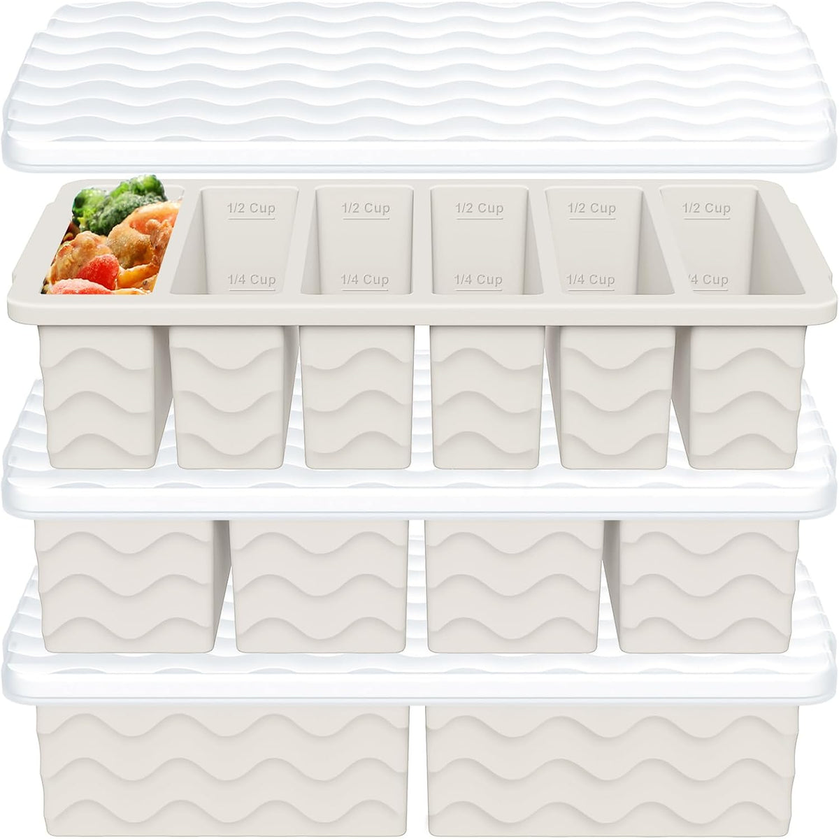 3-Pack Silicone Freezer Trays with Lid, Soup Freezer Container Molds