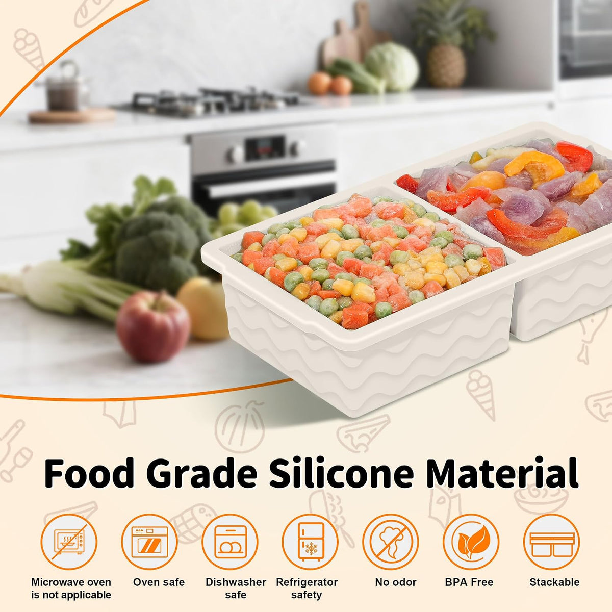 3-Pack Silicone Freezer Trays with Lid, Soup Freezer Container Molds
