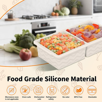 3-Pack Silicone Freezer Trays with Lid, Soup Freezer Container Molds