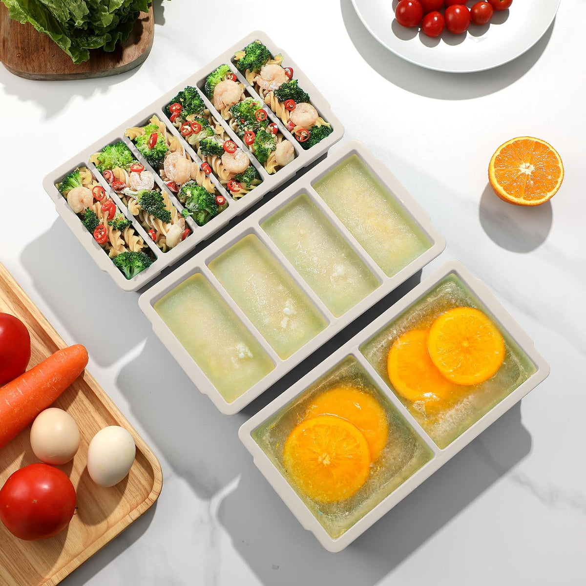 3-Pack Silicone Freezer Trays with Lid, Soup Freezer Container Molds