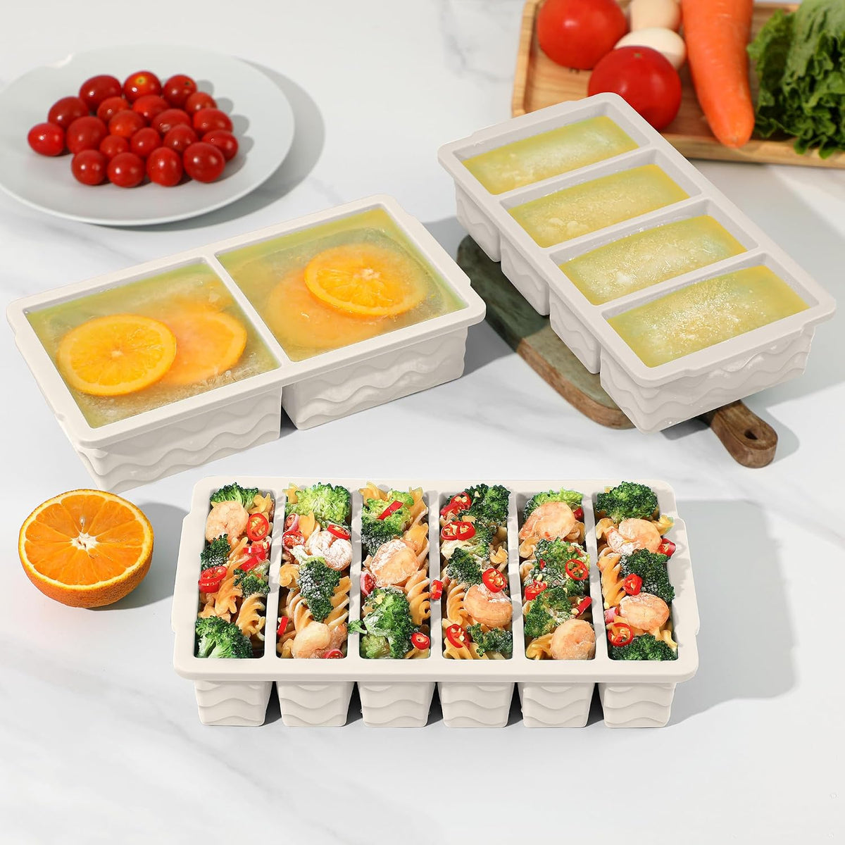 3-Pack Silicone Freezer Trays with Lid, Soup Freezer Container Molds