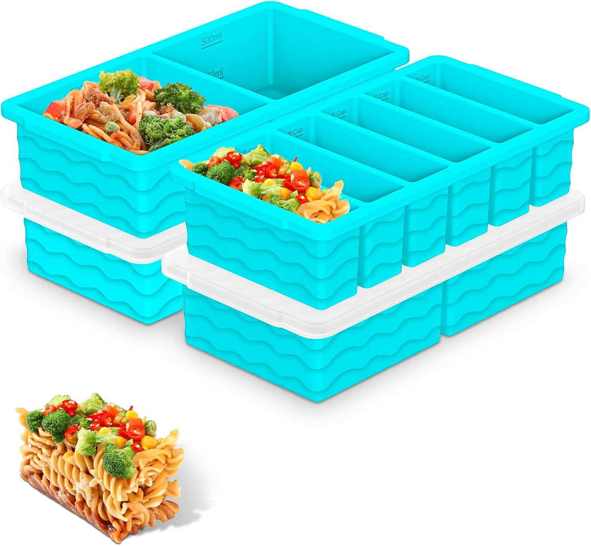 3-Pack Silicone Freezer Trays with Lid, Soup Freezer Container Molds