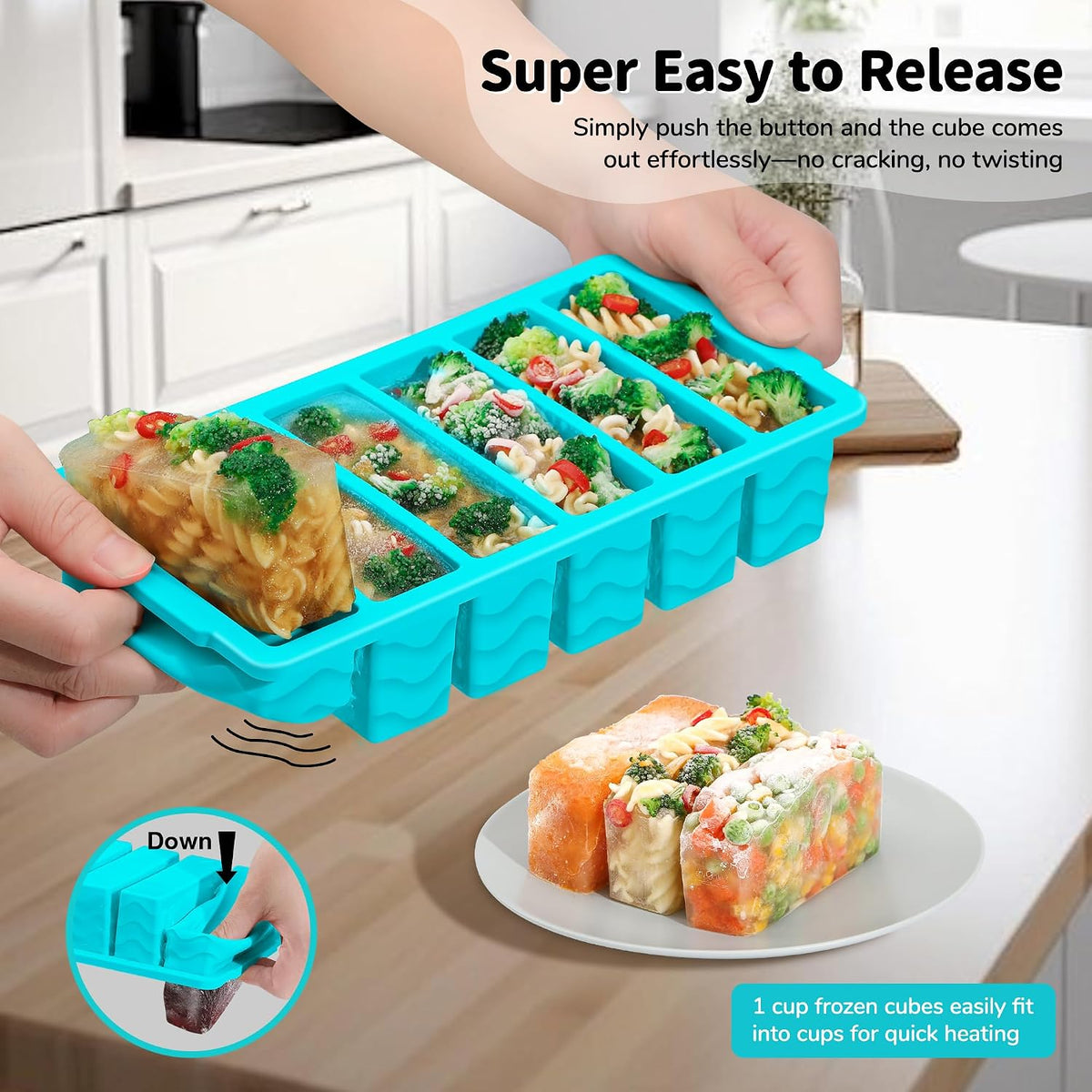 3-Pack Silicone Freezer Trays with Lid, Soup Freezer Container Molds