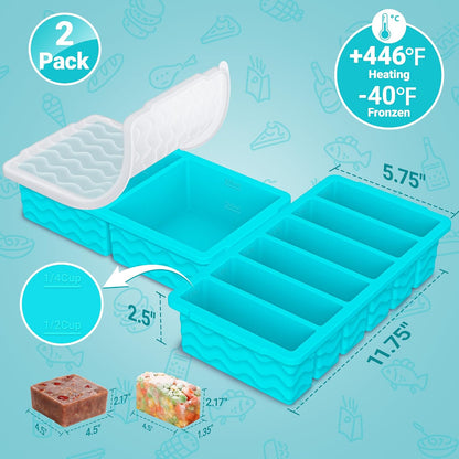3-Pack Silicone Freezer Trays with Lid, Soup Freezer Container Molds