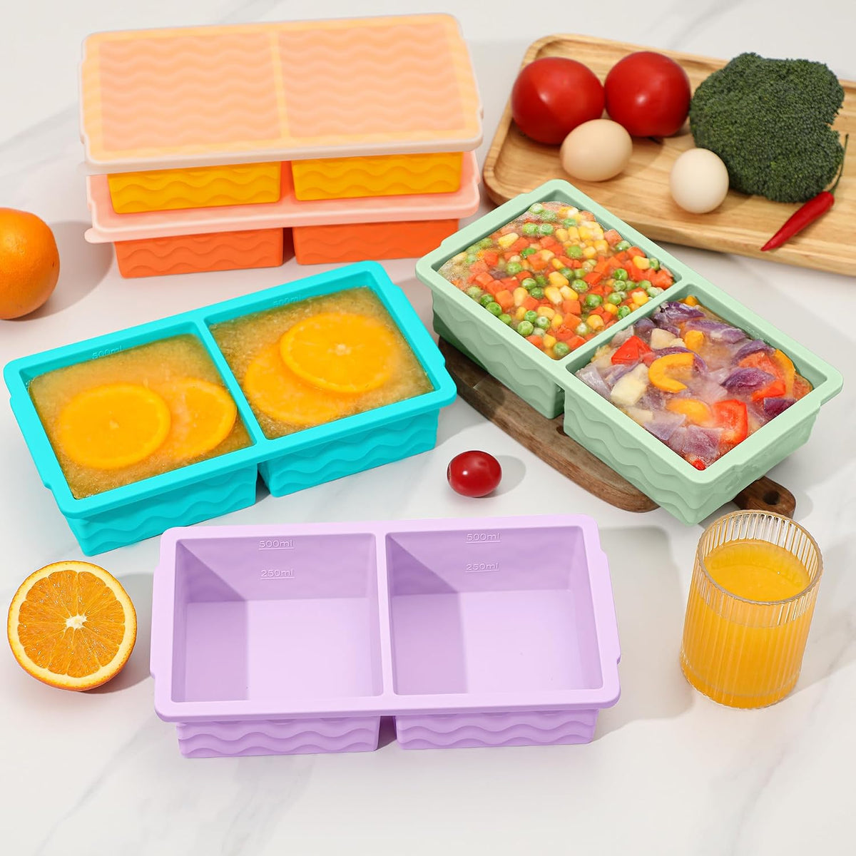 3-Pack Silicone Freezer Trays with Lid, Soup Freezer Container Molds