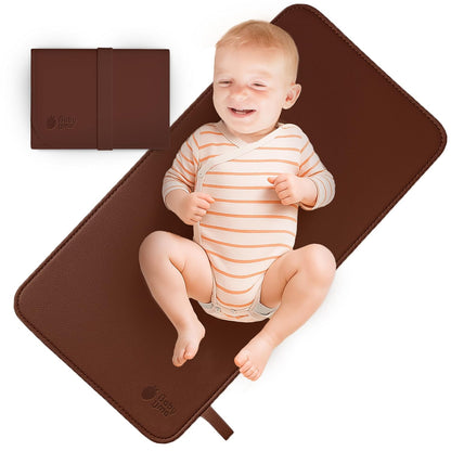 Vegan Leather Baby Changing Mat - Waterproof & Wipeable Changing Pad, XL for Growing Babies, Non-Toxic, Lead-Free & Phthalate-Free, Folds up for Easy Transport, 30″ x 16″ (Ivory)