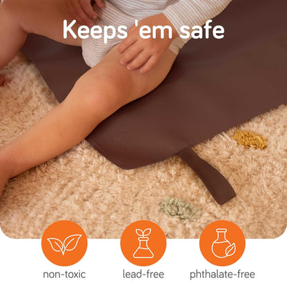 Vegan Leather Baby Changing Mat - Waterproof & Wipeable Changing Pad, XL for Growing Babies, Non-Toxic, Lead-Free & Phthalate-Free, Folds up for Easy Transport, 30″ x 16″ (Ivory)