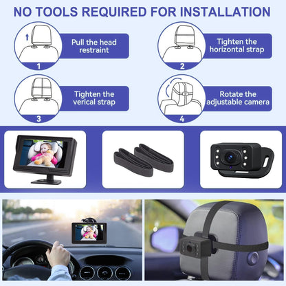 Baby Car Camera Monitor Night Vision HD 1080P Easy to Install