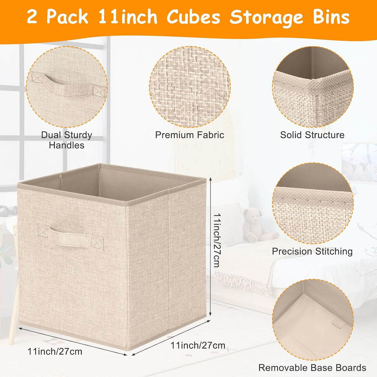 3 Pack Large Toy Box Storage Organizer Set, Grey White