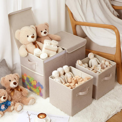 3 Pack Large Toy Box Storage Organizer Set, Grey White