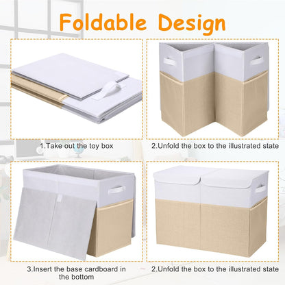 3 Pack Large Toy Box Storage Organizer Set, Grey White