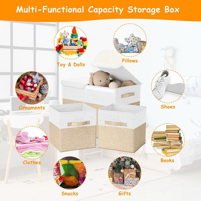 3 Pack Large Toy Box Storage Organizer Set, Grey White