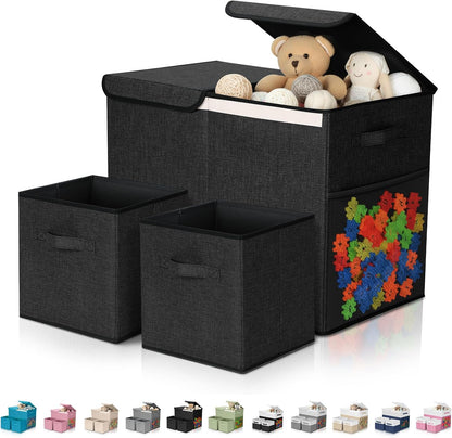 3 Pack Large Toy Box Storage Organizer Set, Grey White