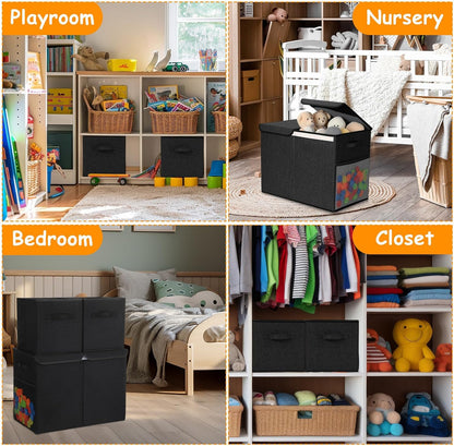 3 Pack Large Toy Box Storage Organizer Set, Grey White