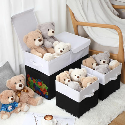 3 Pack Large Toy Box Storage Organizer Set, Grey White