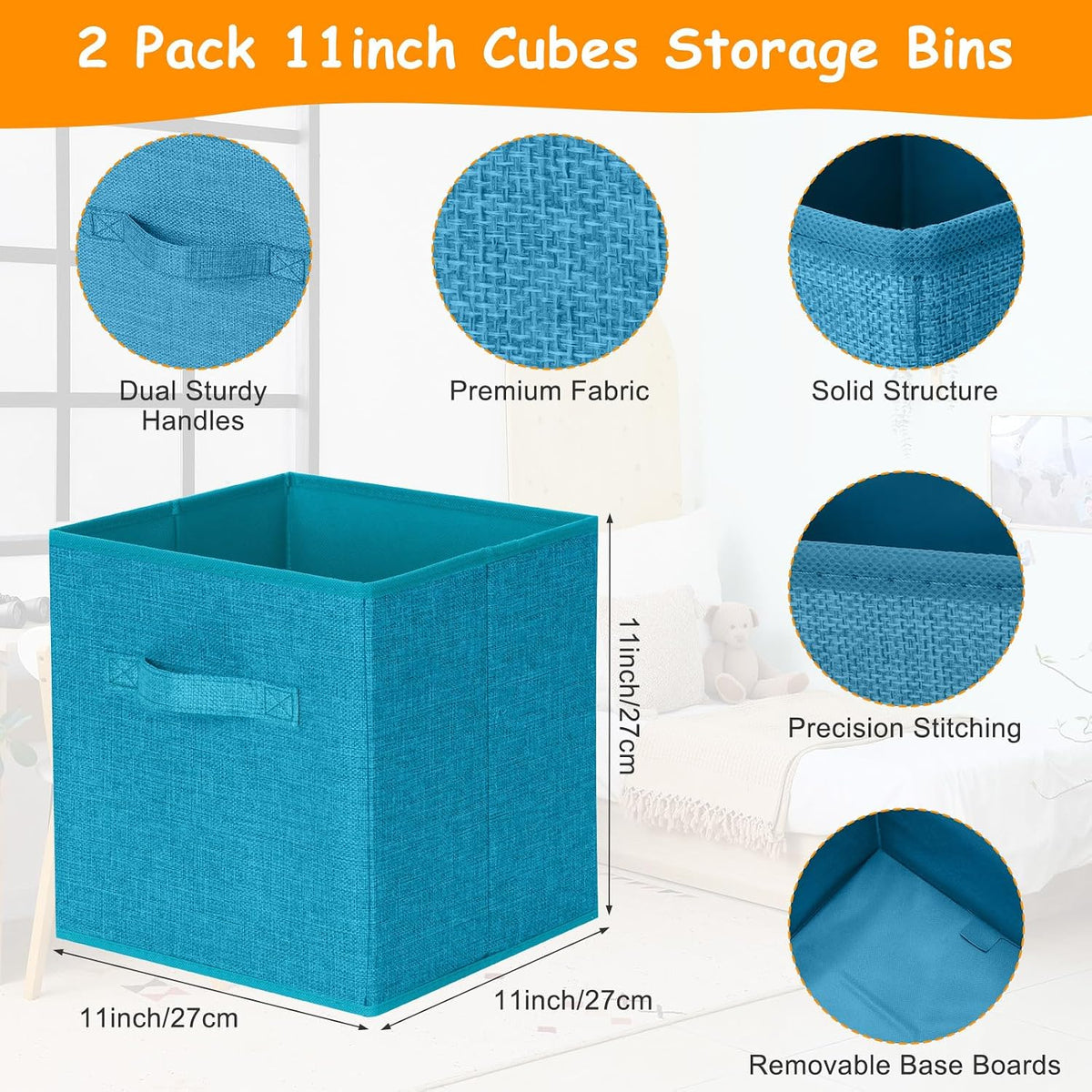 3 Pack Large Toy Box Storage Organizer Set, Grey White