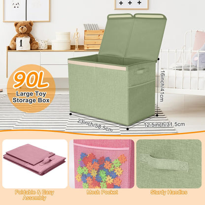 3 Pack Large Toy Box Storage Organizer Set, Grey White