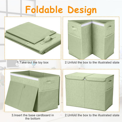 3 Pack Large Toy Box Storage Organizer Set, Grey White
