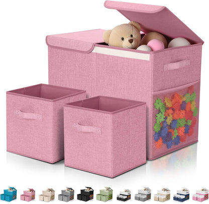 3 Pack Large Toy Box Storage Organizer Set, Grey White