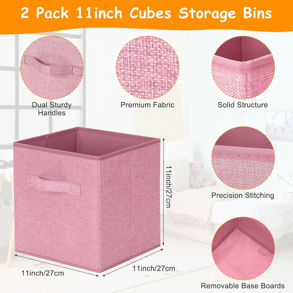 3 Pack Large Toy Box Storage Organizer Set, Grey White