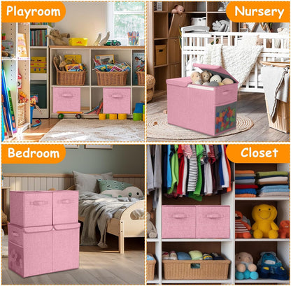 3 Pack Large Toy Box Storage Organizer Set, Grey White