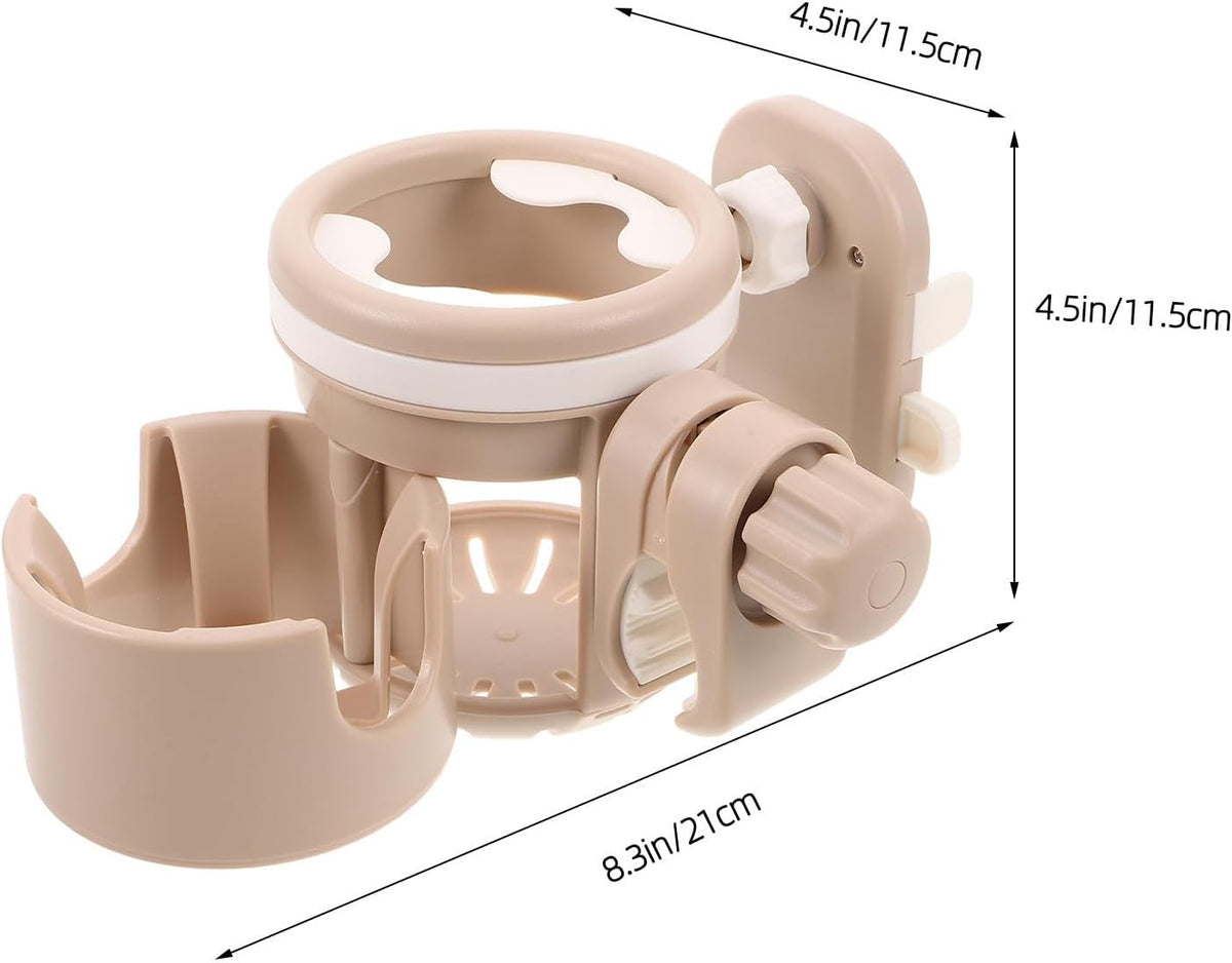 Stroller Cup Holder 3 in 1 Handlebar Mount for Beverage Cups and Milk Bottles with Phone Holder Attachment, Sturdy Abs Material, Secure and Stable Design for Outdoor Use and Daily