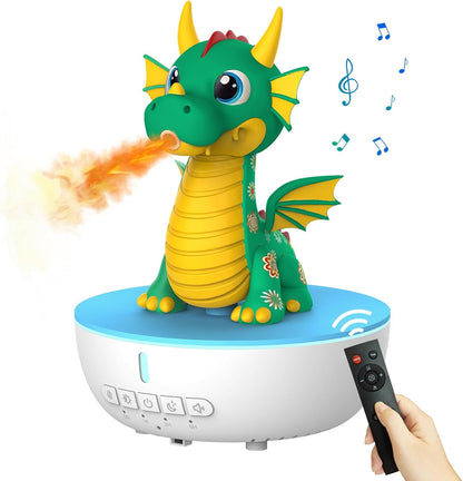 Essential Oil Diffuser for Kid, 200ML Aromatherapy Diffuser Humidifier With Remote & Timer Control, 10 Soothing White Noise, Cute Aroma Diffuser for Bedroom Home Office, Green