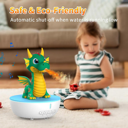 Essential Oil Diffuser for Kid, 200ML Aromatherapy Diffuser Humidifier With Remote & Timer Control, 10 Soothing White Noise, Cute Aroma Diffuser for Bedroom Home Office, Green