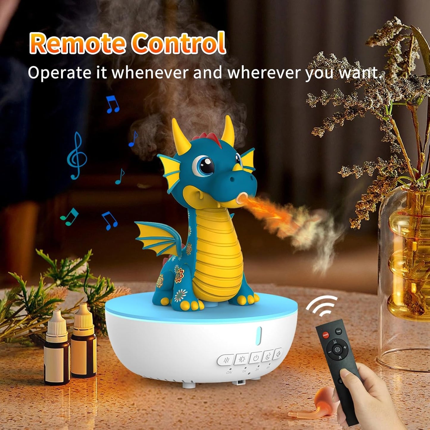 Essential Oil Diffuser for Kid, 200ML Aromatherapy Diffuser Humidifier With Remote & Timer Control, 10 Soothing White Noise, Cute Aroma Diffuser for Bedroom Home Office, Green