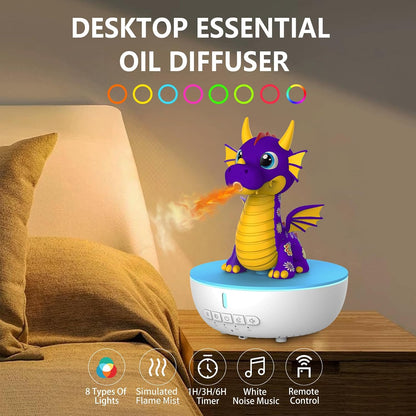 Essential Oil Diffuser for Kid, 200ML Aromatherapy Diffuser Humidifier With Remote & Timer Control, 10 Soothing White Noise, Cute Aroma Diffuser for Bedroom Home Office, Green