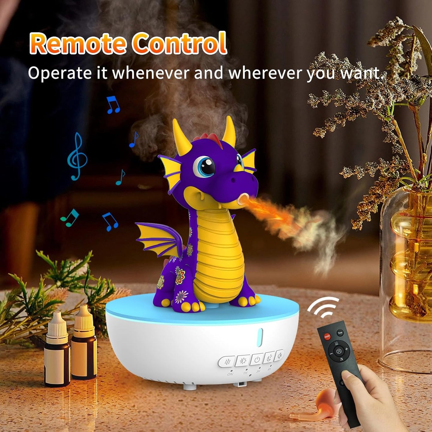 Essential Oil Diffuser for Kid, 200ML Aromatherapy Diffuser Humidifier With Remote & Timer Control, 10 Soothing White Noise, Cute Aroma Diffuser for Bedroom Home Office, Green