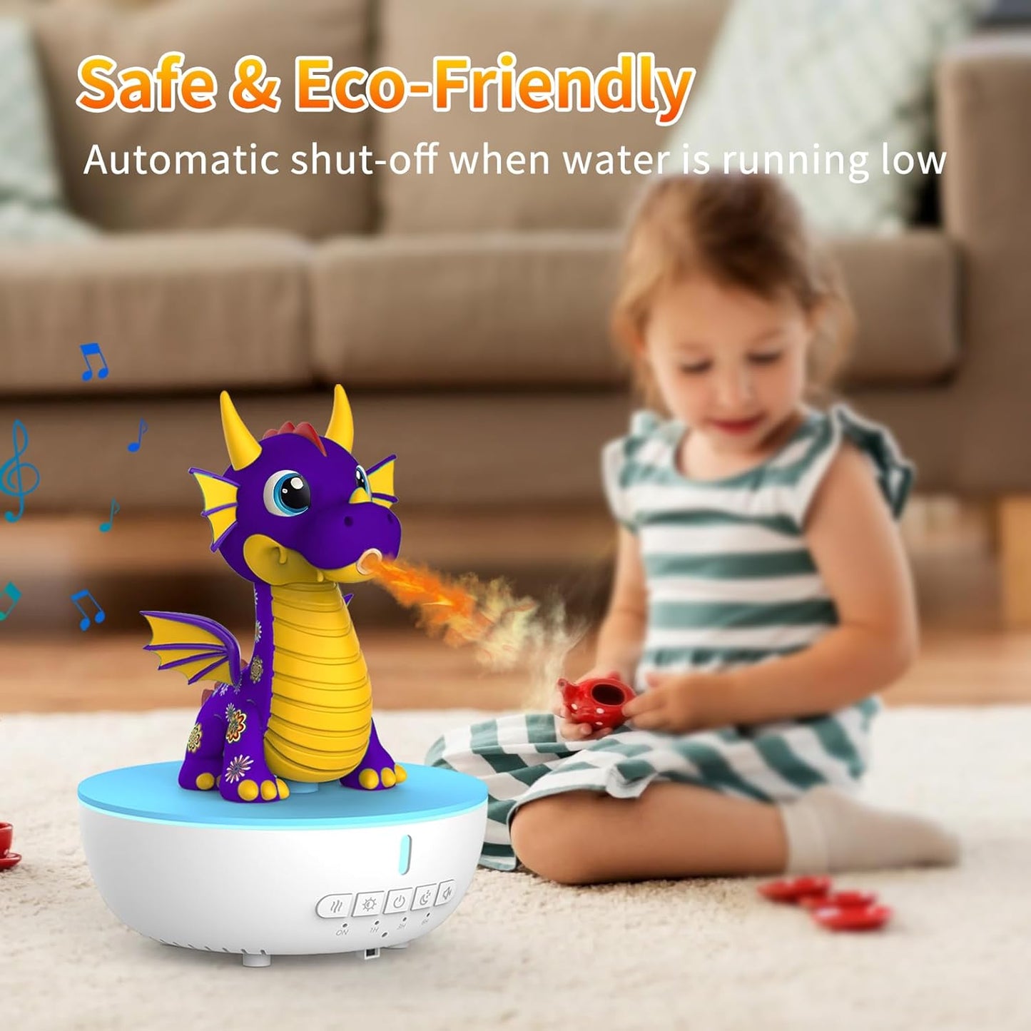 Essential Oil Diffuser for Kid, 200ML Aromatherapy Diffuser Humidifier With Remote & Timer Control, 10 Soothing White Noise, Cute Aroma Diffuser for Bedroom Home Office, Green