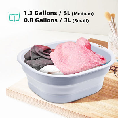 2 Pack Collapsible Wash Basin Set, Foldable Dish Tub, Small Medium Portable Sink for Kitchen, Camping, RV, Baby Bottles, Laundry, Plastic Washbasin -Pink