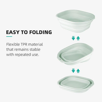2 Pack Collapsible Wash Basin Set, Foldable Dish Tub, Small Medium Portable Sink for Kitchen, Camping, RV, Baby Bottles, Laundry, Plastic Washbasin -Pink