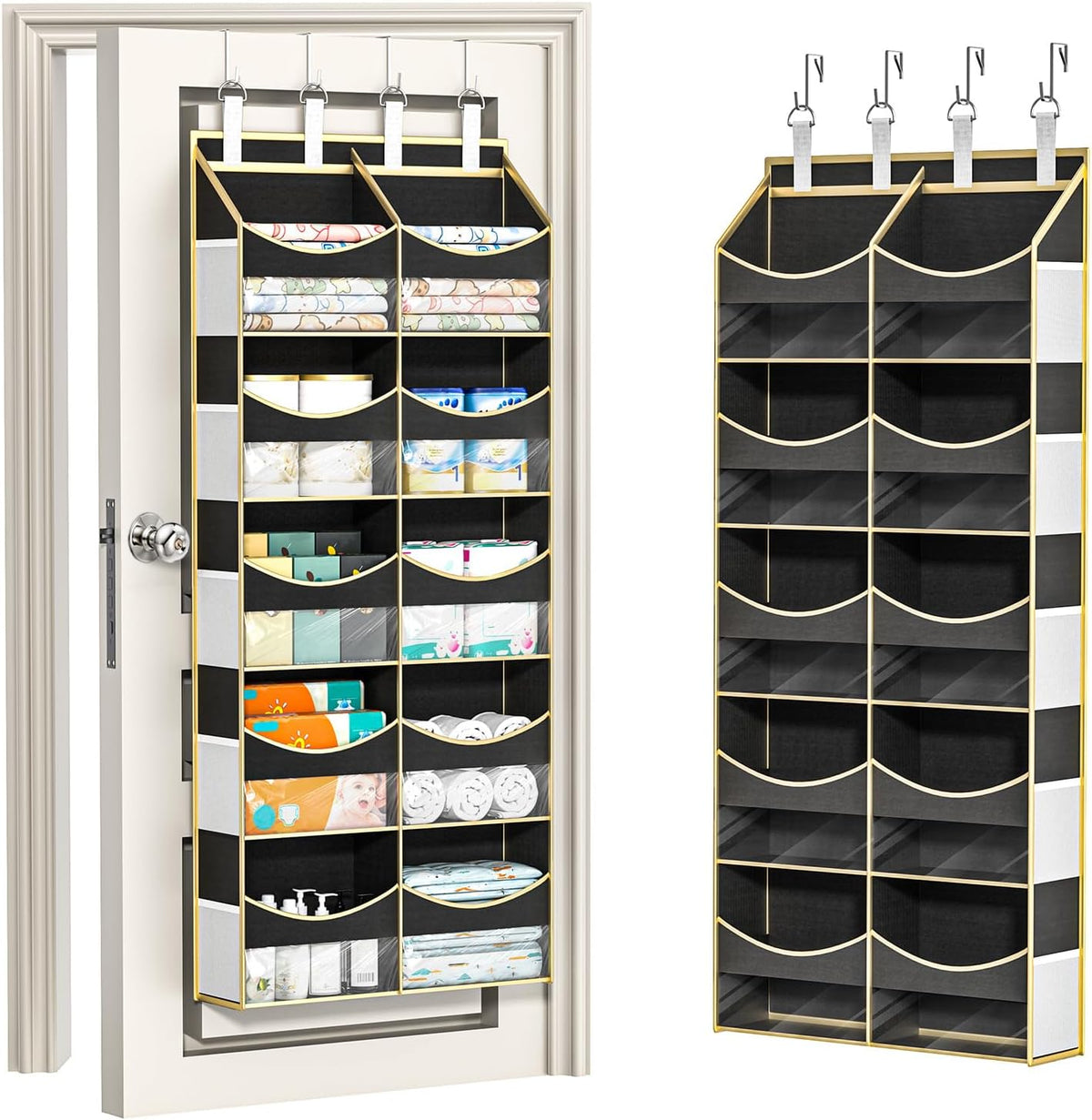 5 Tier Over Door Organizer Nursery with Tassels and Clear Window