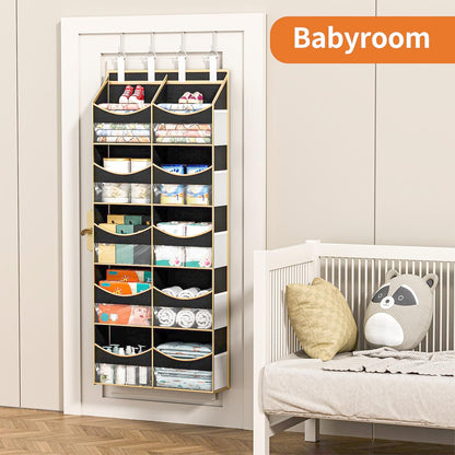 5 Tier Over Door Organizer Nursery with Tassels and Clear Window